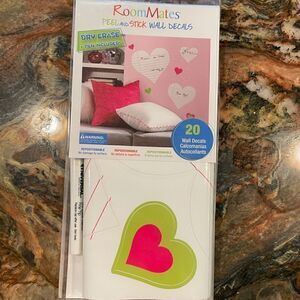 Roommates peel and stick dry erase wall hearts
